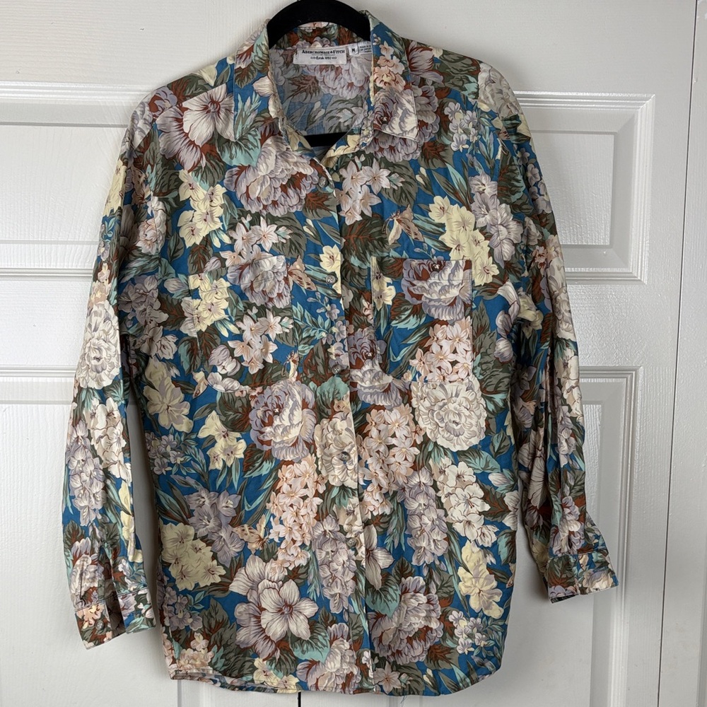 Vintage 90’s Abercrombie & Fitch Floral Button Down Cottagecore Botanical Sz Med